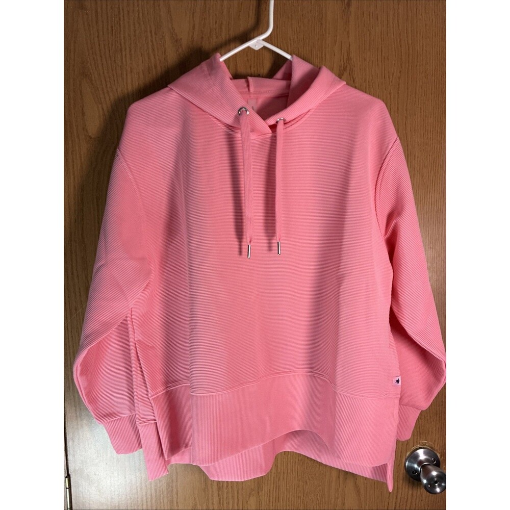 Simply Southern Petal Ribbed Hoodie Pink Medium Pull Over Draw String Hooded
